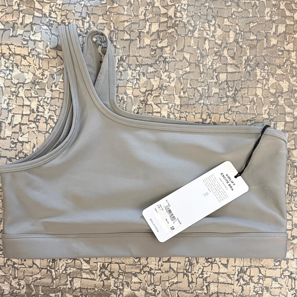ALO Yoga Grey One-Shoulder Sports Bra